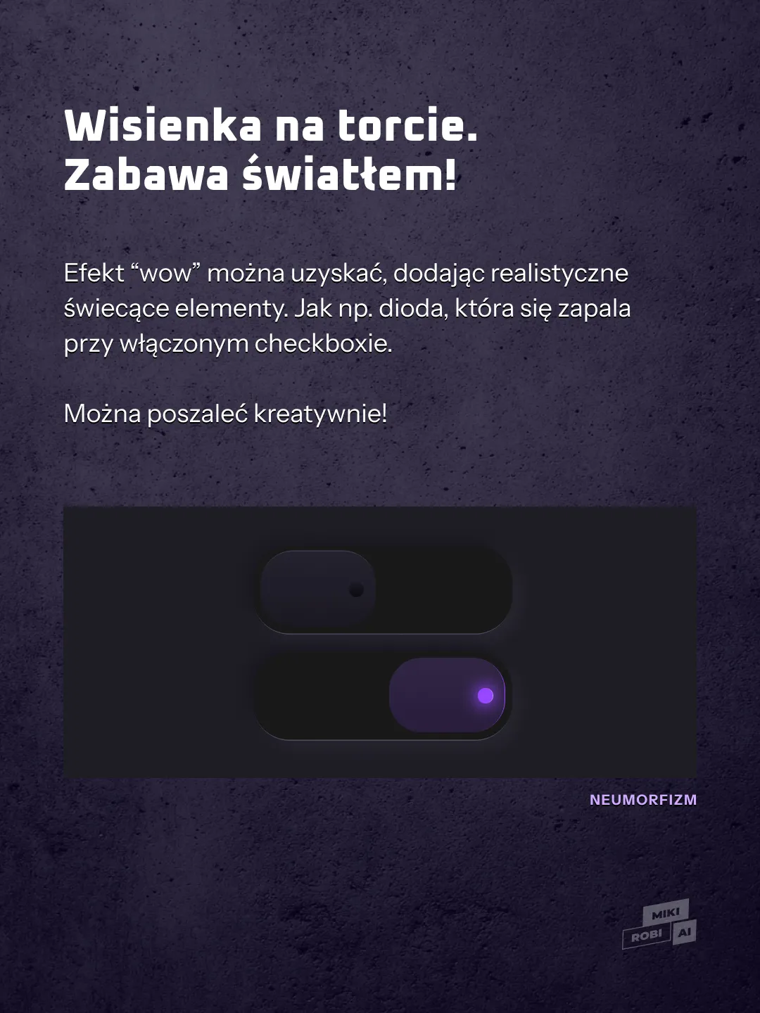 Interaktywny neumorficzny przycisk pokazujący efekt dotyku i wgłębienia