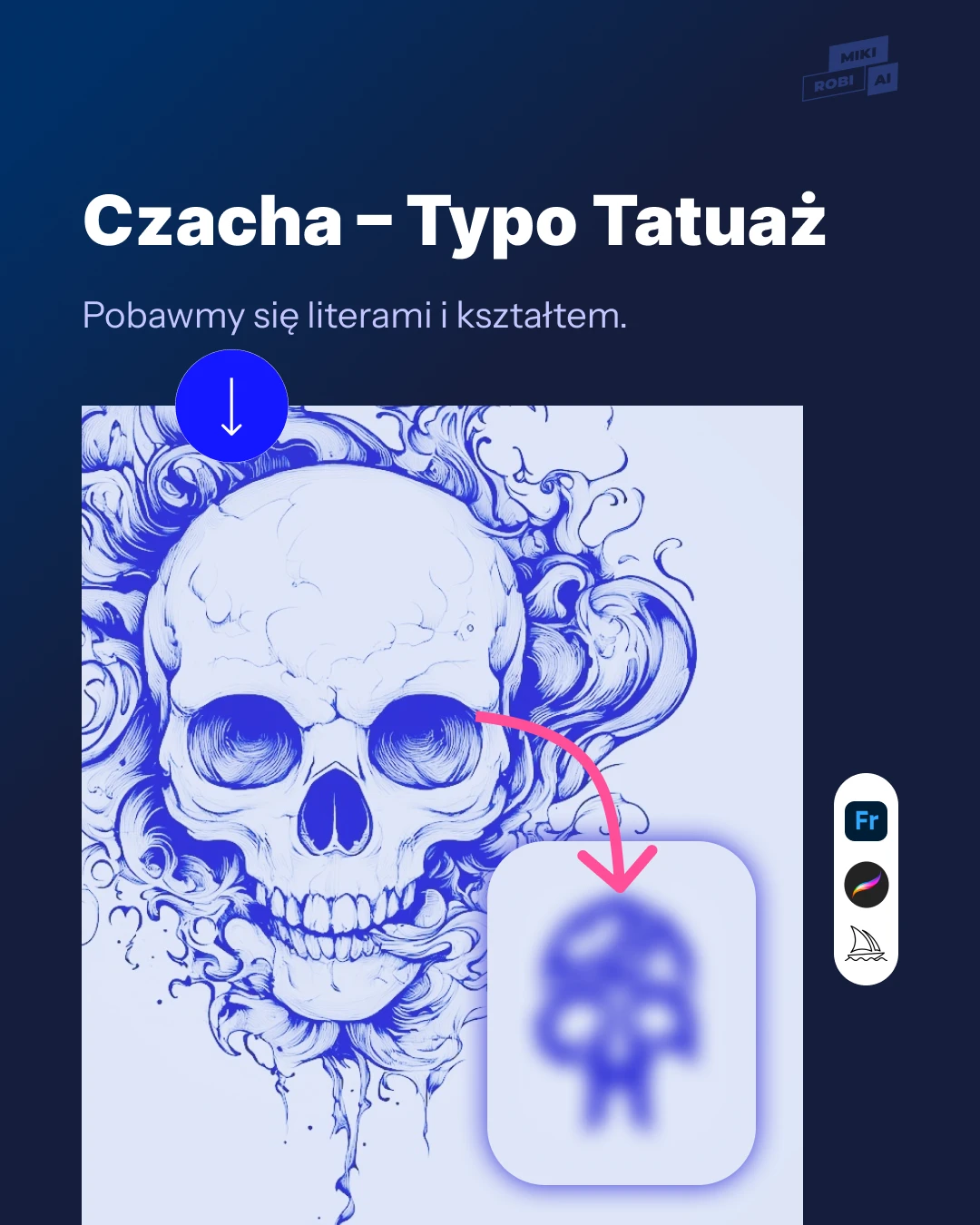 Kreatywna typografia dla studia tatuażu: przykład logo z efektem tuszu