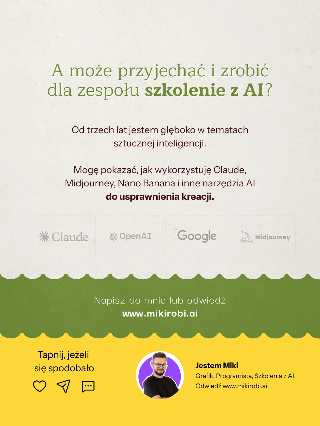 Szkolenie z sztucznej inteligencji i narzędzi AI do tworzenia treści - Claude, OpenAI, Google, Midjourney