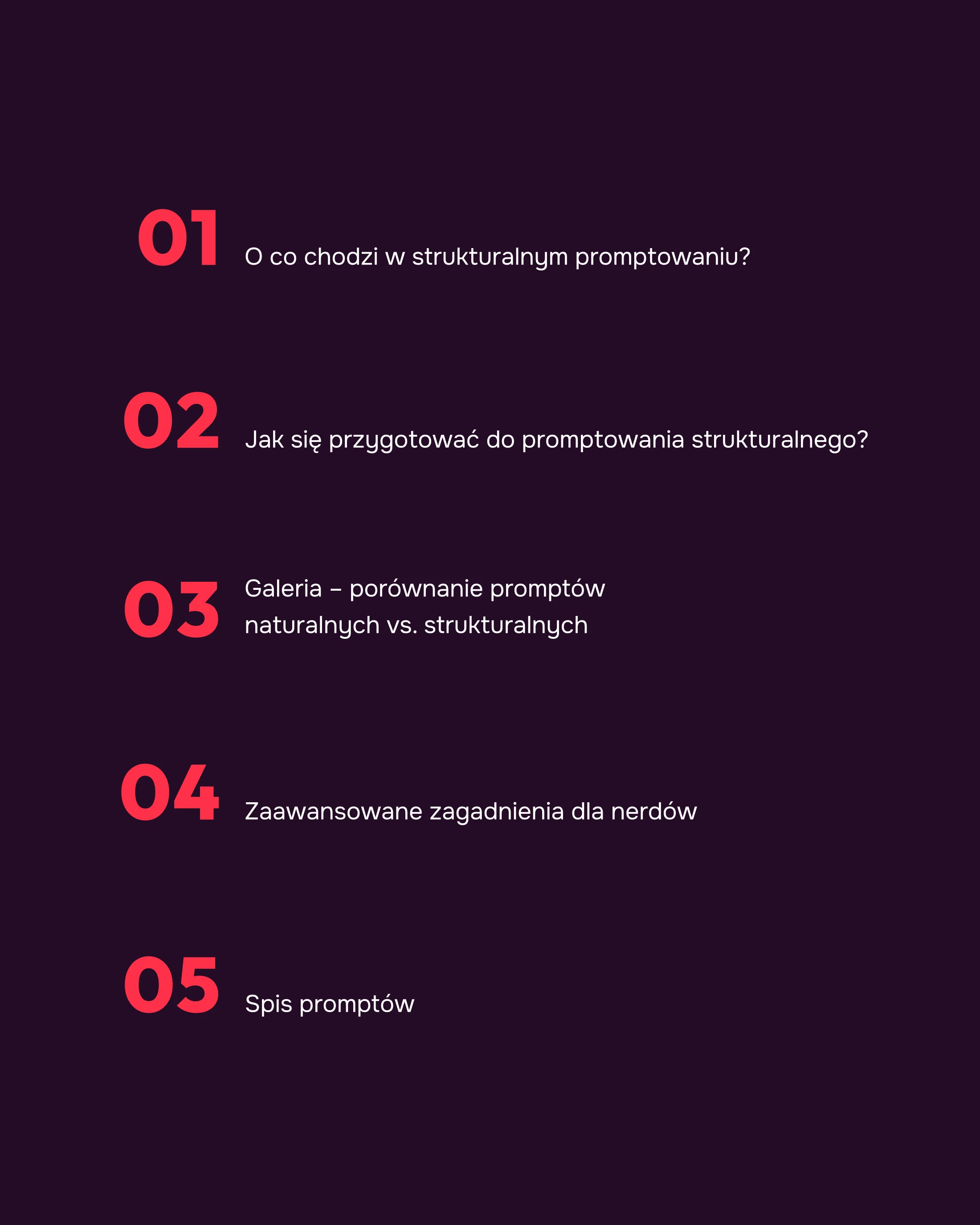 Spis treści - promptowanie jak mistrz