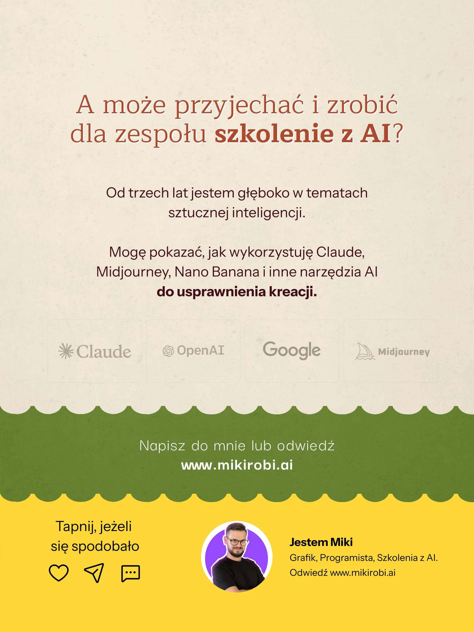 Szkolenie z sztucznej inteligencji i narzędzi AI Claude, OpenAI, Google, Midjourney