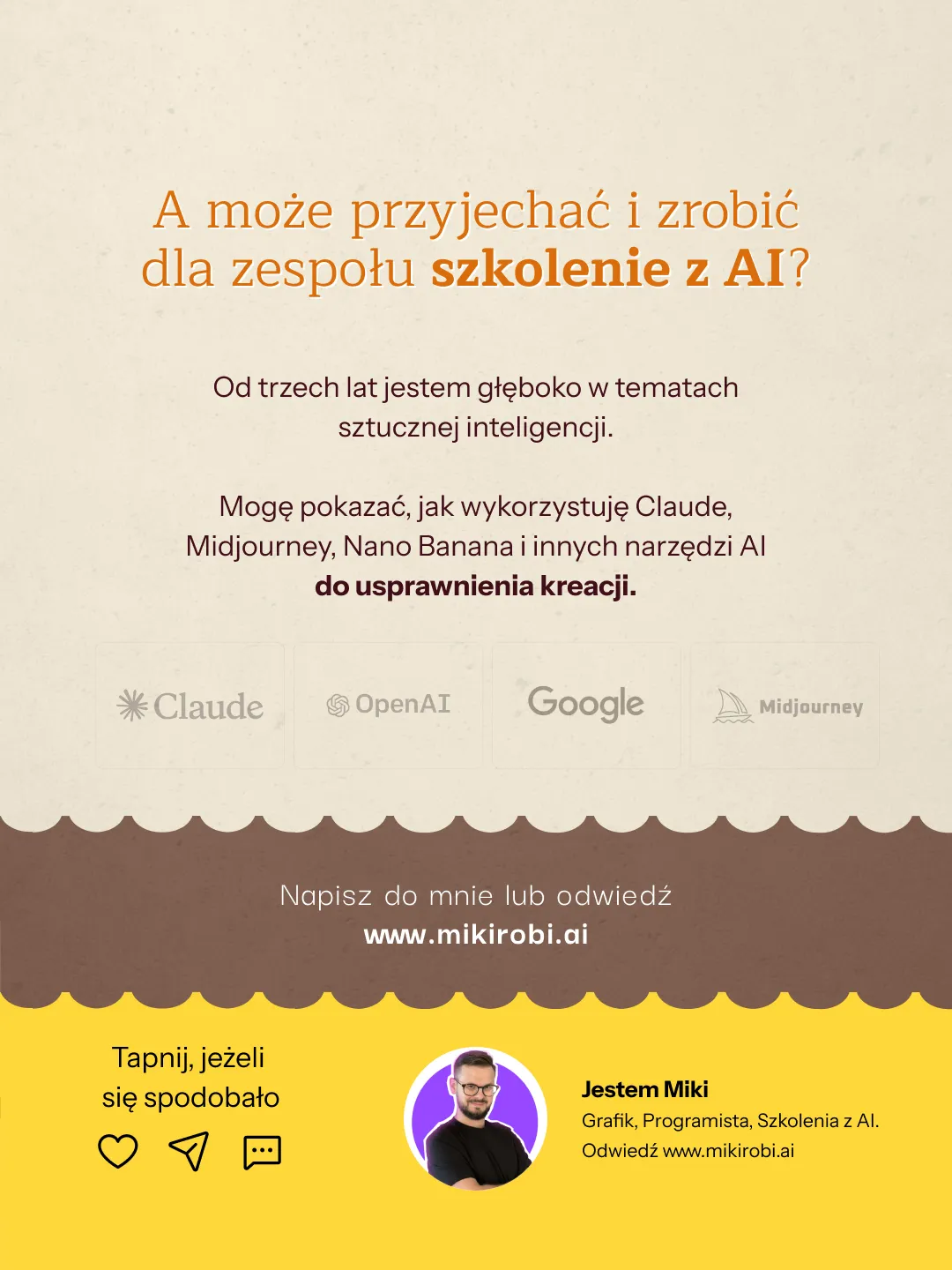 Szkolenie z sztucznej inteligencji Claude OpenAI Google Midjourney do tworzenia treści