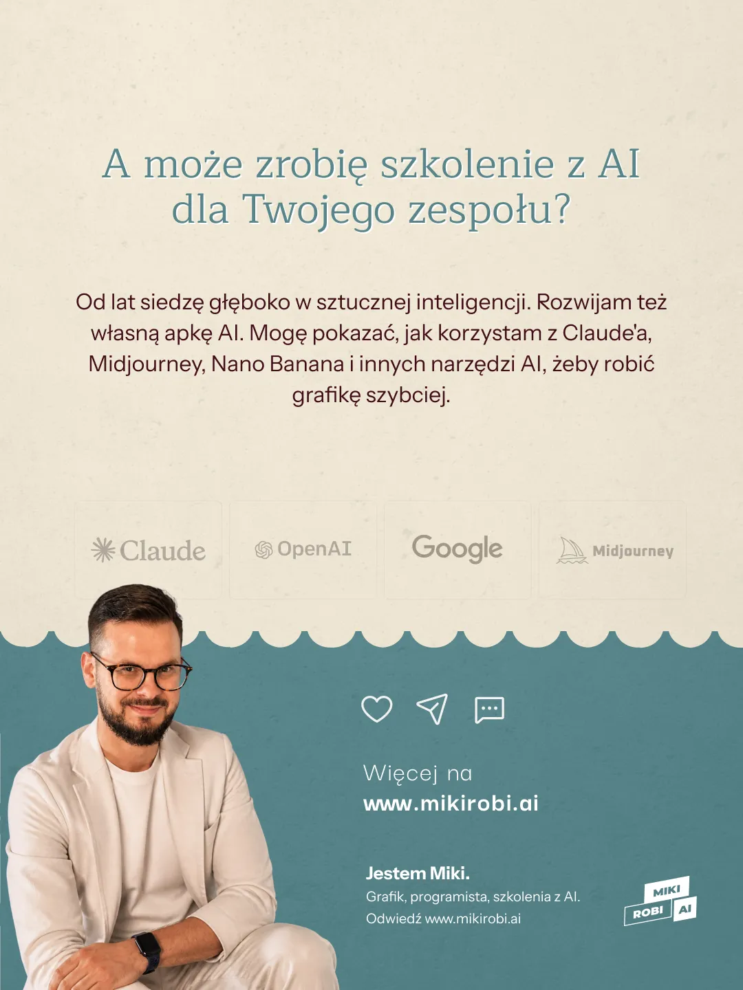 Miki Robi - grafik i programista oferujący szkolenia z sztucznej inteligencji i narzędzi AI