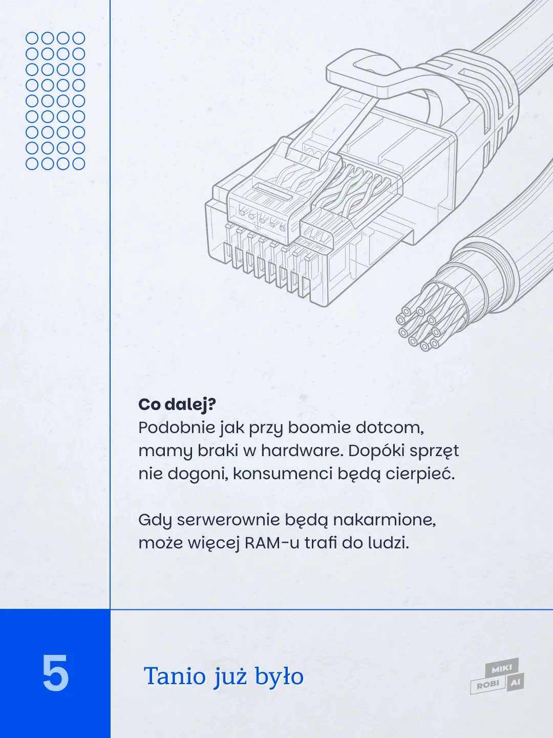 Schemat wewnętrzny złącza sieciowego RJ45 z przewodami i pinami