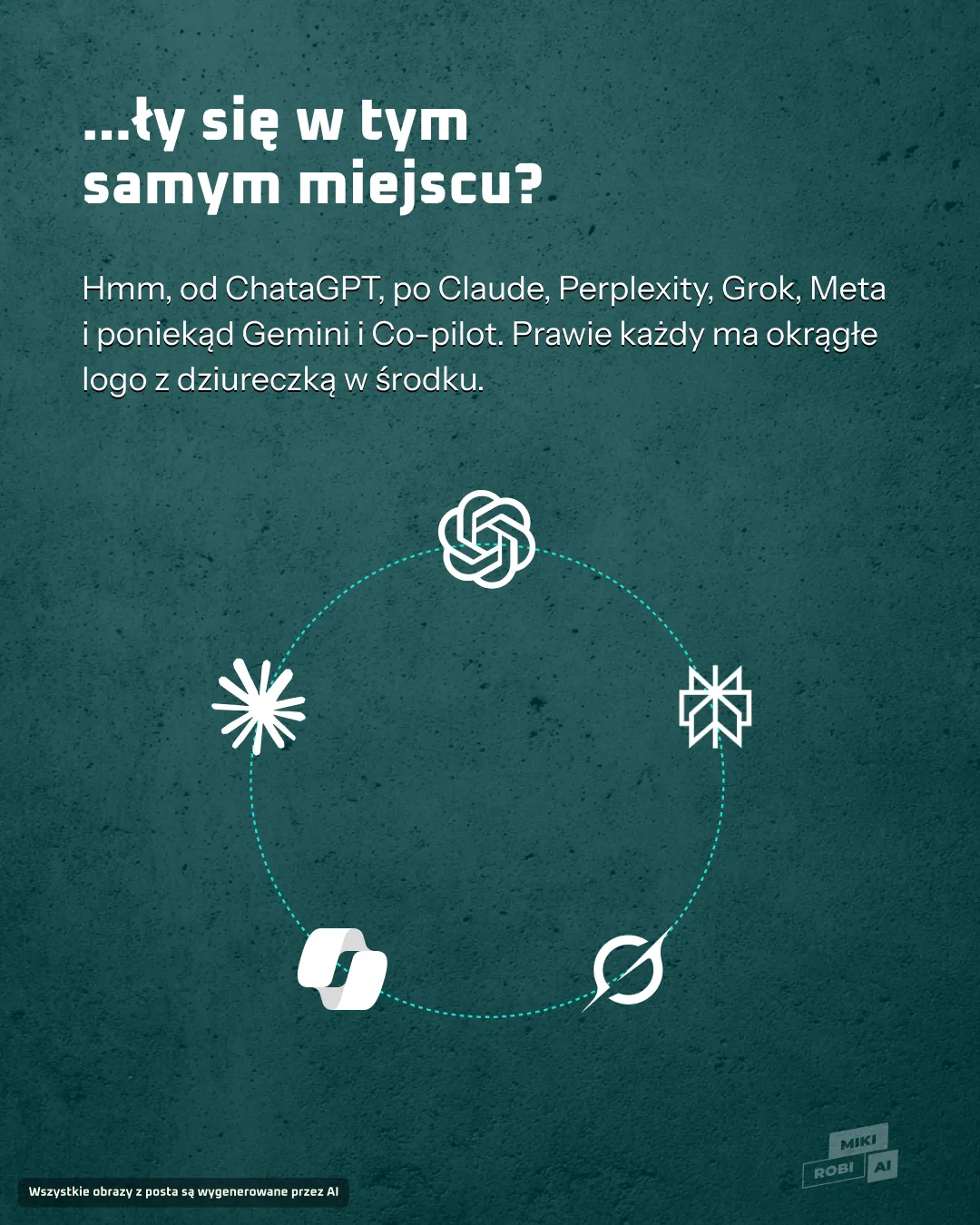 Okrągłe logotypy popularnych firm AI