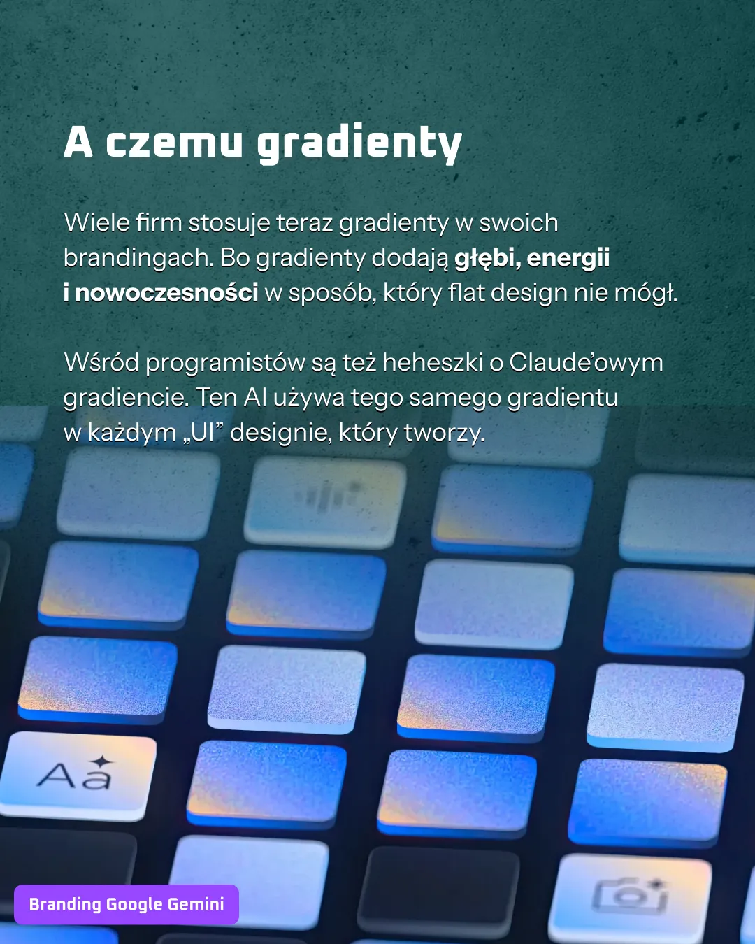 Nowoczesne logo AI na tle kolorowego gradientu