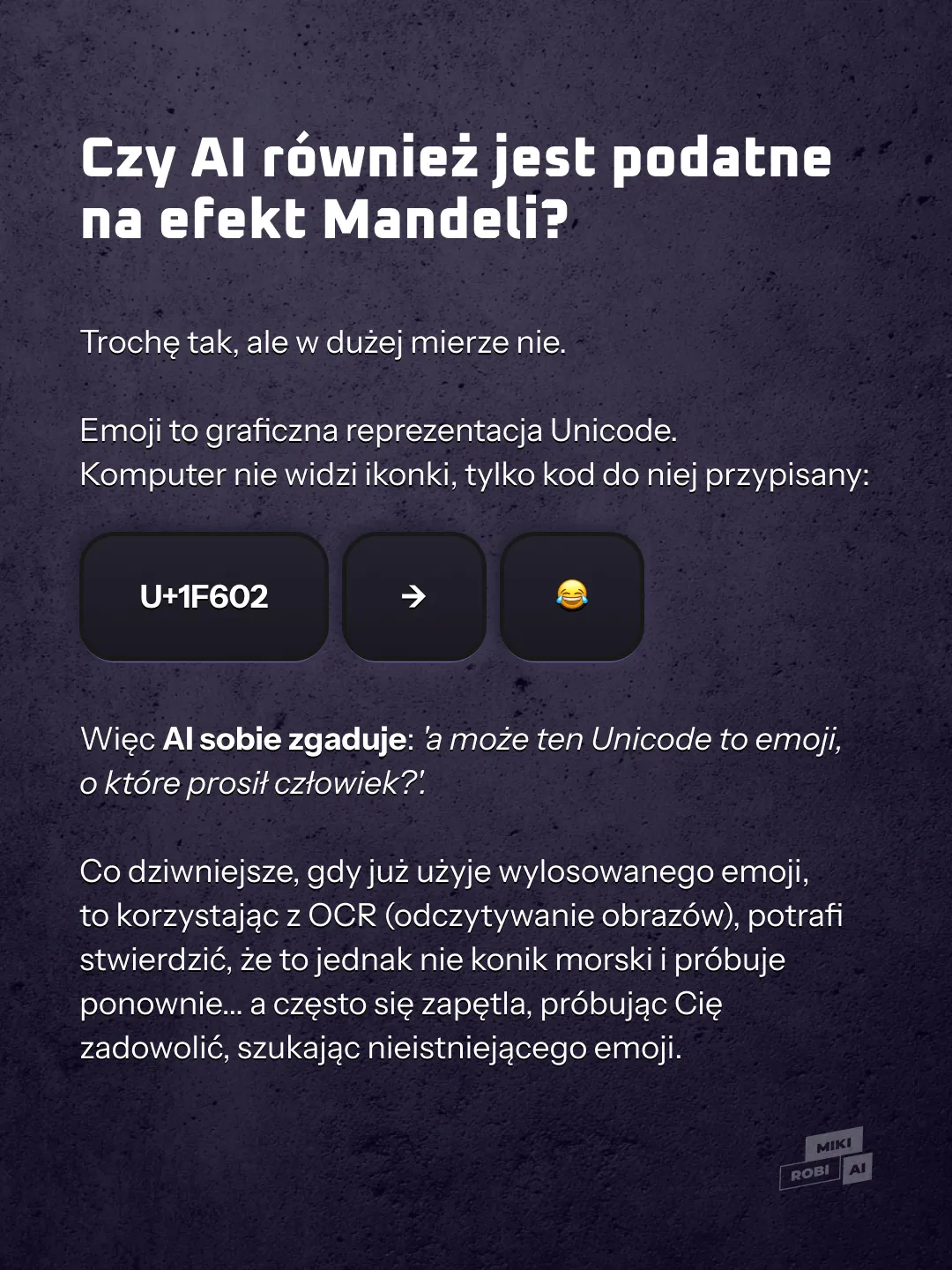 Infografika wyjaśniająca efekt Mandeli na przykładzie emoji