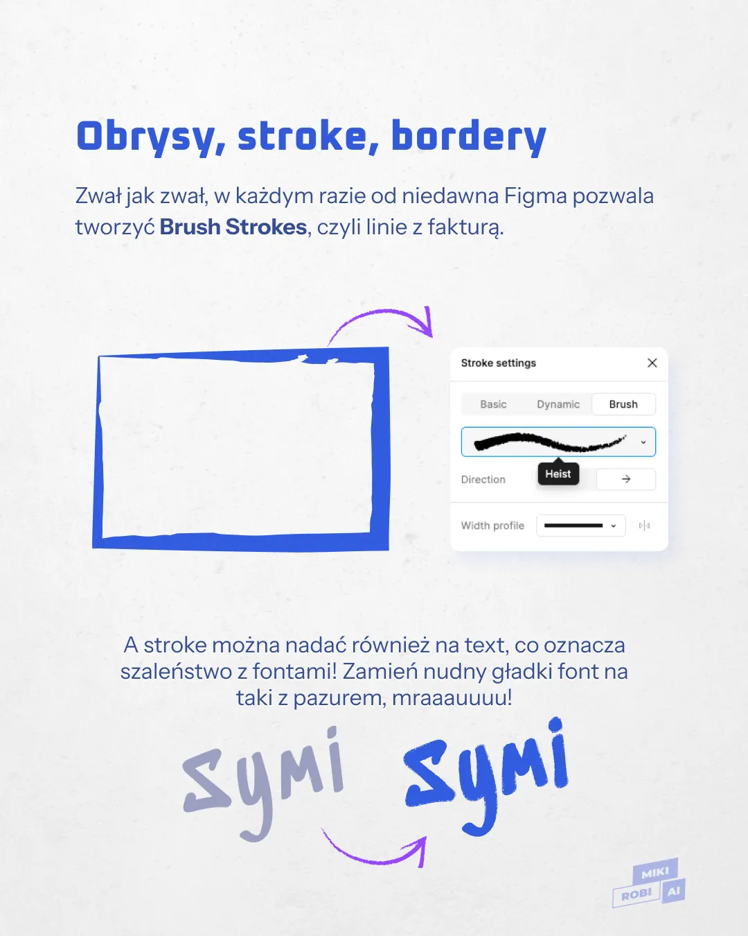 Widok efektu Brush Stroke na linii w Figmie