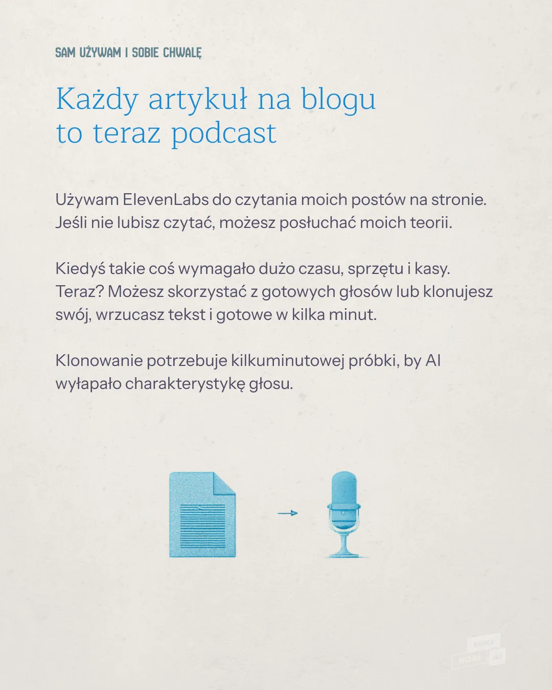 Konwersja artykułu bloga na podcast za pomocą sztucznej inteligencji