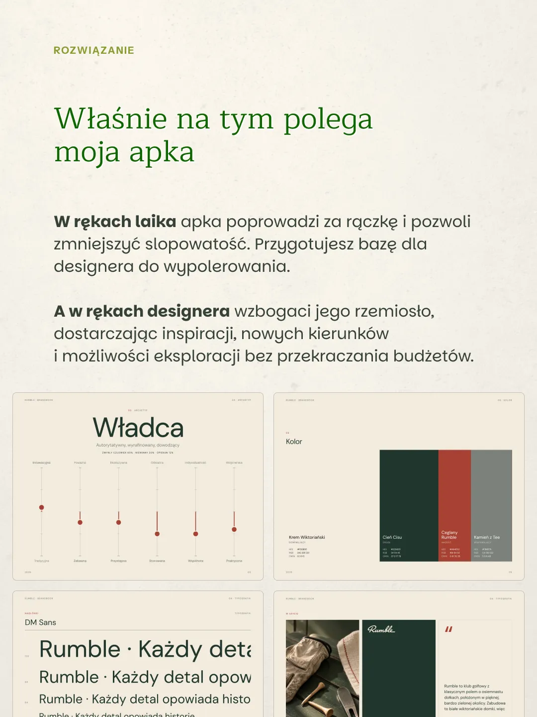 Wytyczne projektowania aplikacji mobilnej z paletą kolorów, typografią i elementami interfejsu użytkownika