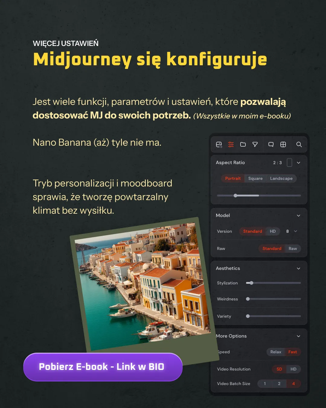 Midjourney 8 – panel wyboru wariantów obrazów po promptcie