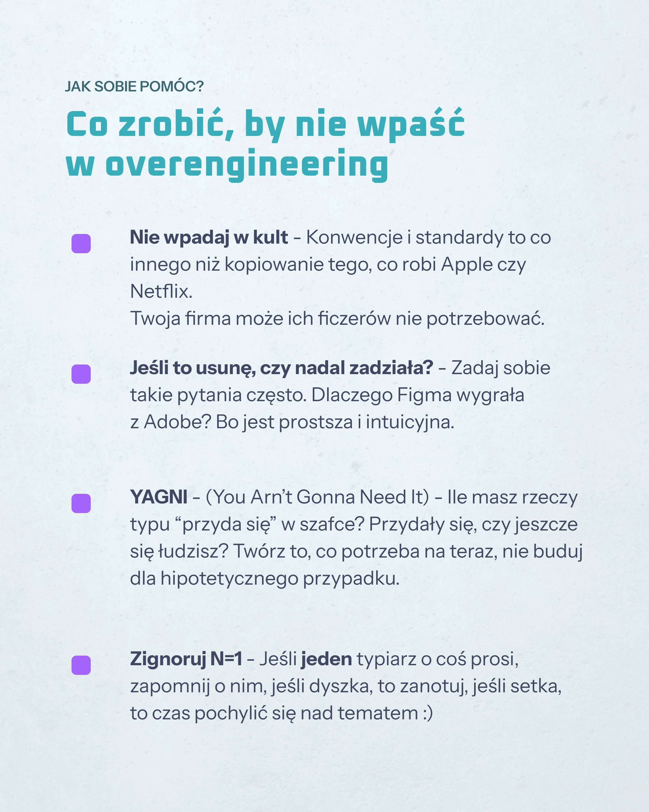 Porada jak uniknąć overengineeringu w projektach - wskazówki dla programistów