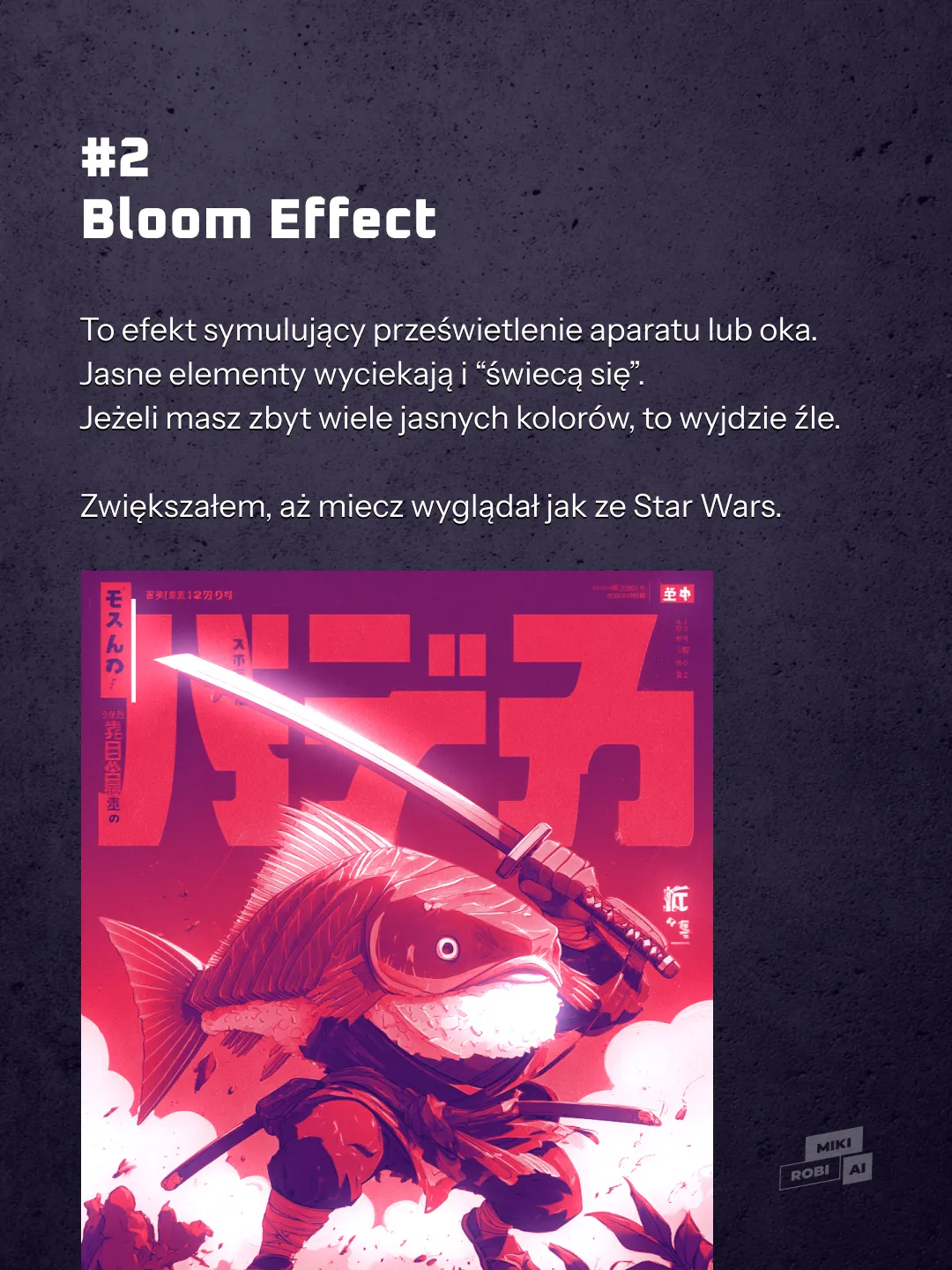 Przykład ustawień Bloom i Halftone w Procreate na ilustracji z Midjourney