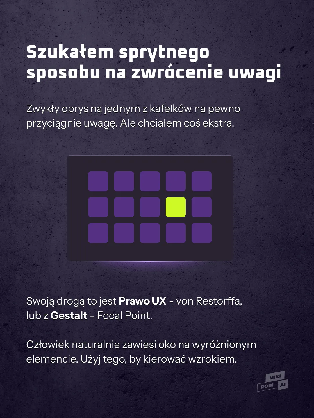 Prawo UX - von Restorffa,  lub z Gestalt - Focal Point