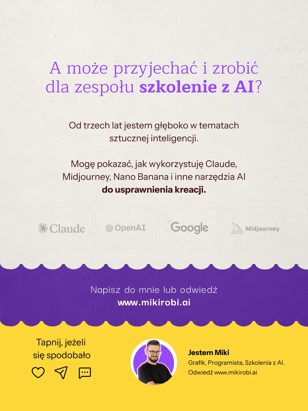 Szkolenie z AI i narzędzia sztucznej inteligencji Claude, OpenAI, Google, Midjourney