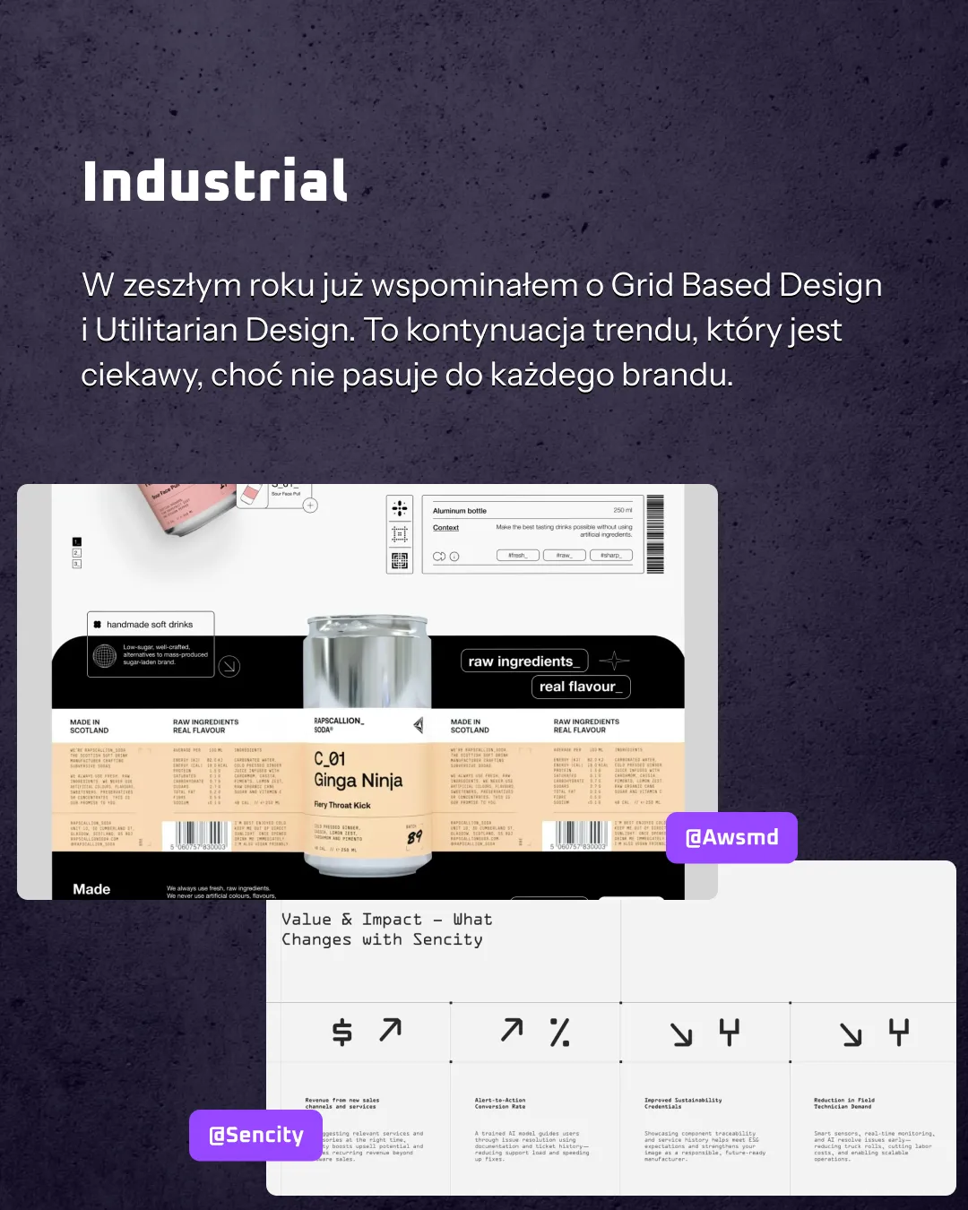 Industrialny styl: monospace fonty i geometryczne układy na stronie www