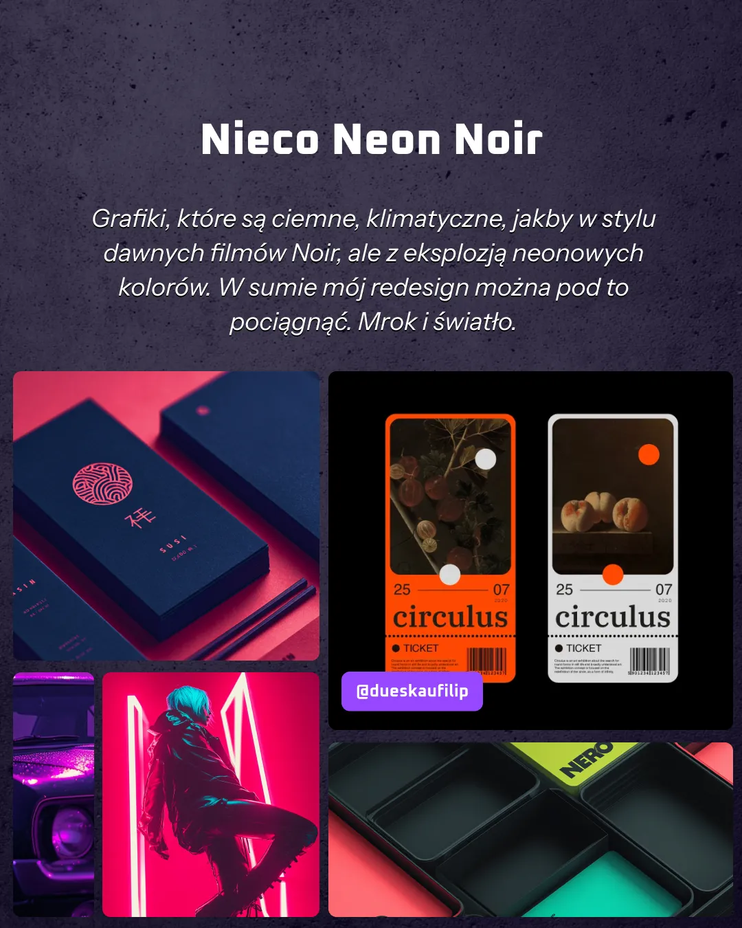 Neon Noir design trend 2026 dla grafików