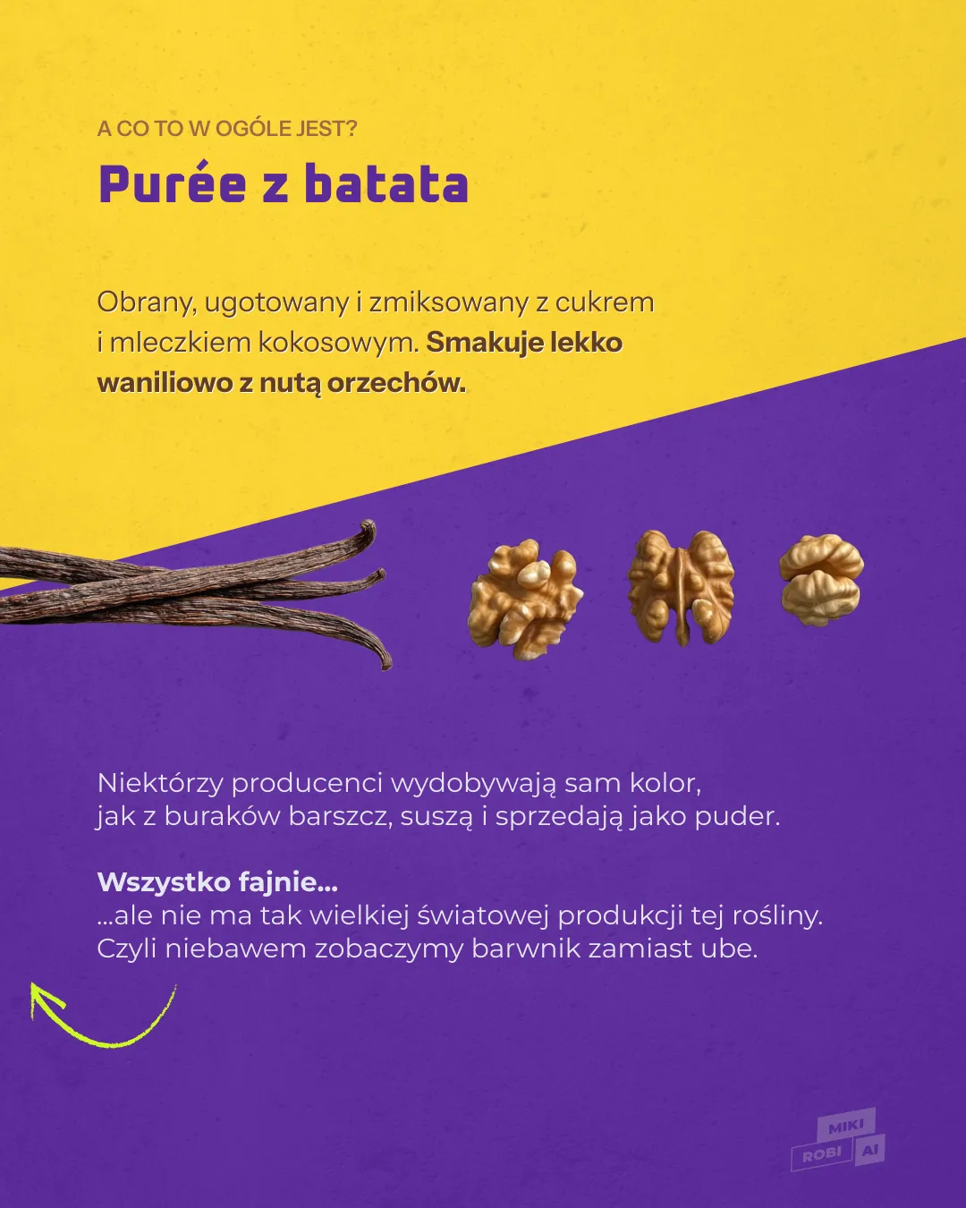 Purée z batata - obrany i zmikskowany słodki ziemniak z cukrem, mleczkiem kokosowym i orzechami