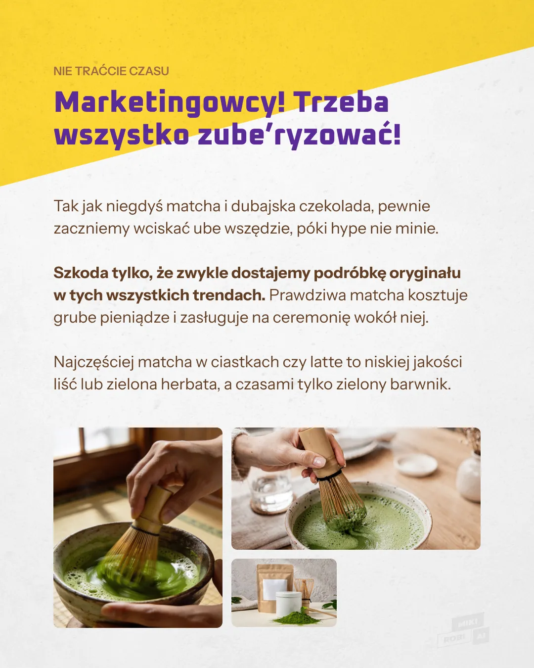 Przygotowanie matchy zielonej herbaty tradycyjną metodą japońską z bambusowym trzepaczkiem
