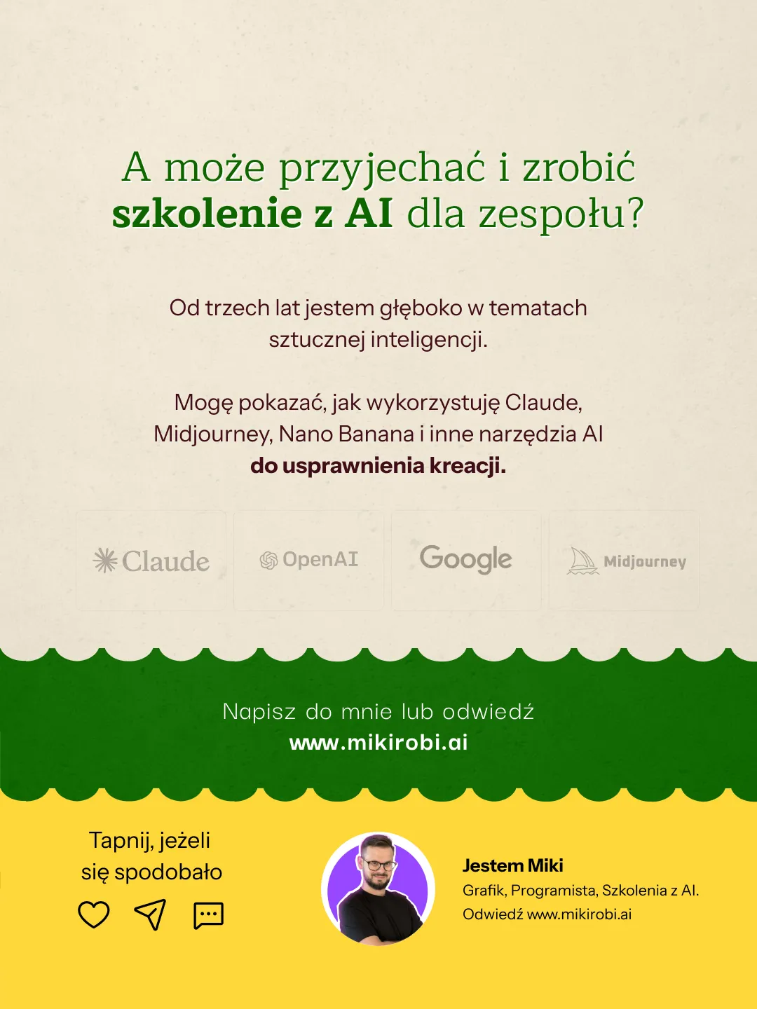 Szkolenie z sztucznej inteligencji dla zespołu - narzędzia AI Claude, OpenAI, Google i Midjourney