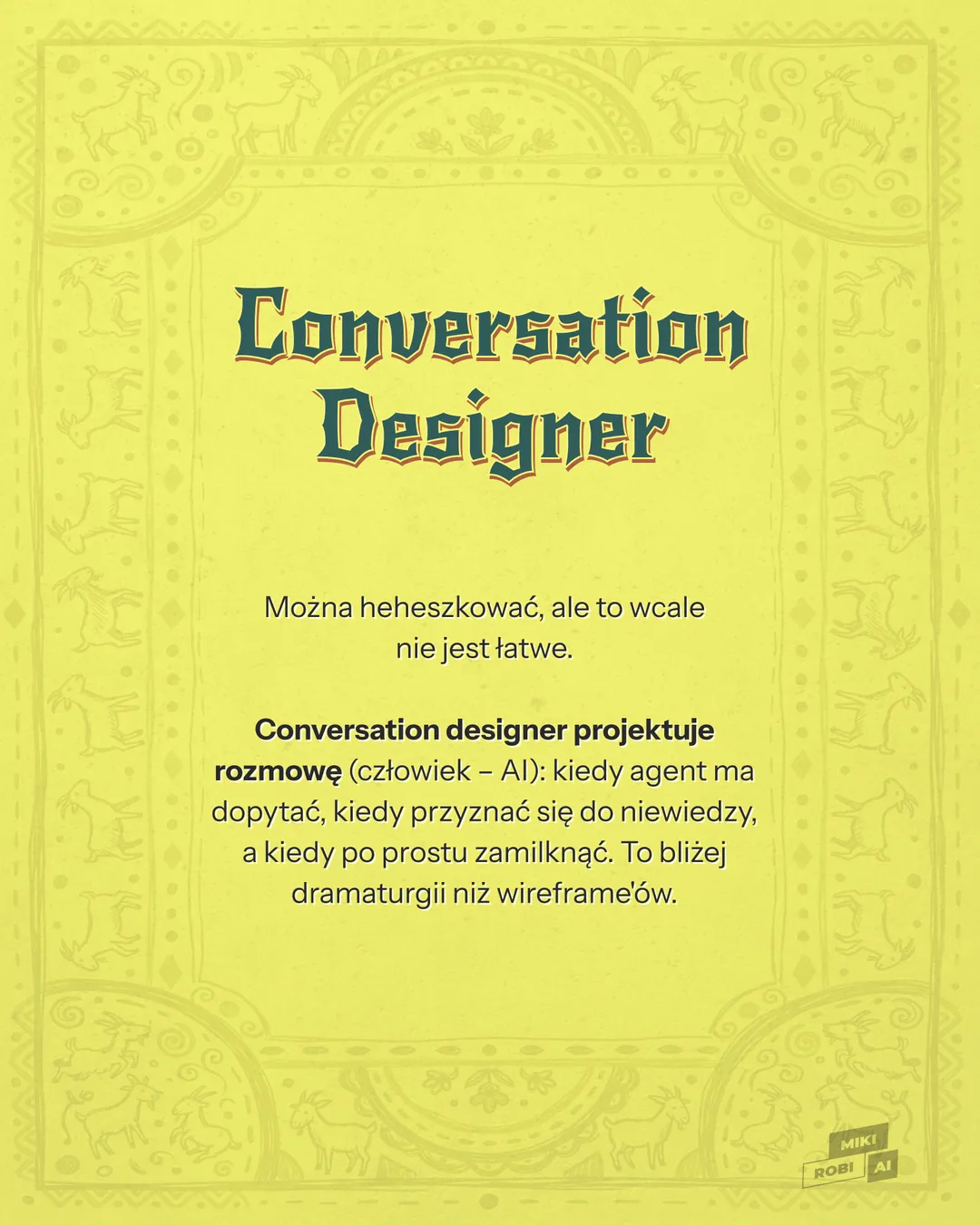 Conversation Designer - projektowanie rozmów człowiek-AI z ornamentacyjnym tłem