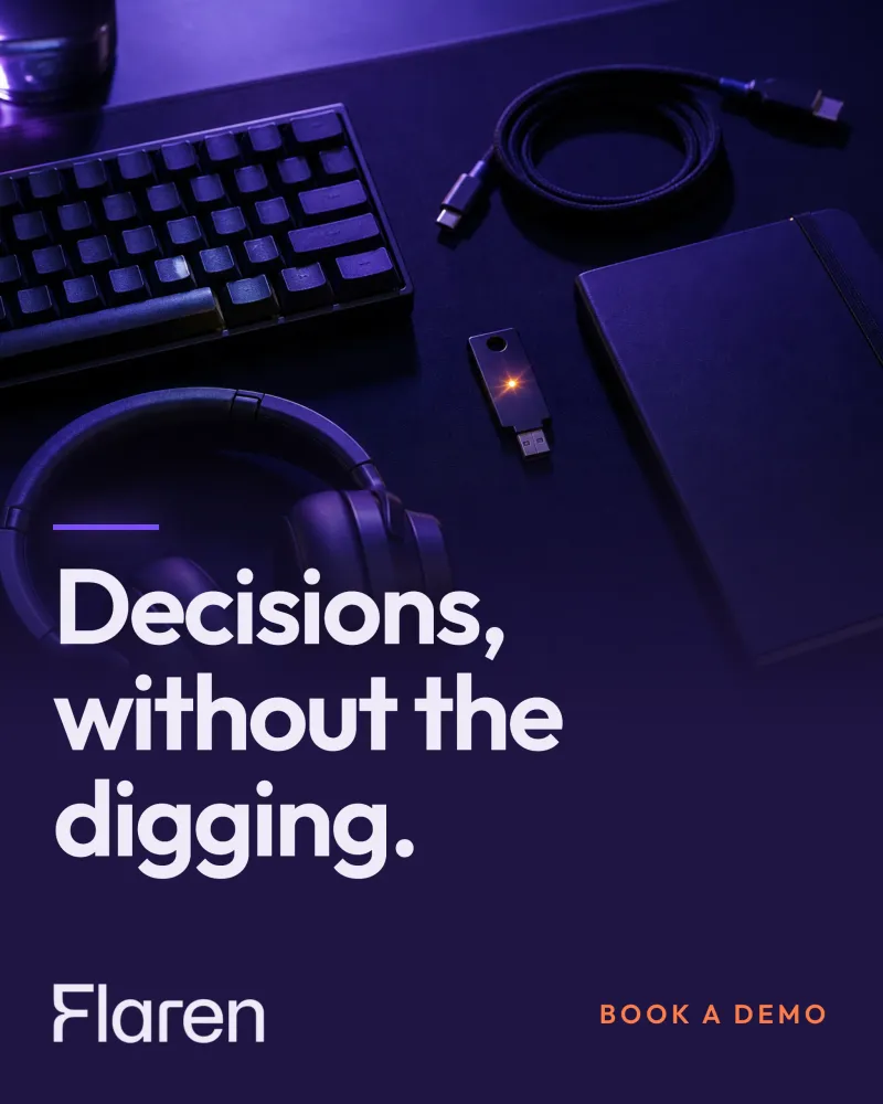 Post marki Flaren: Decisions, without the digging, biurko z klawiaturą w fiolecie