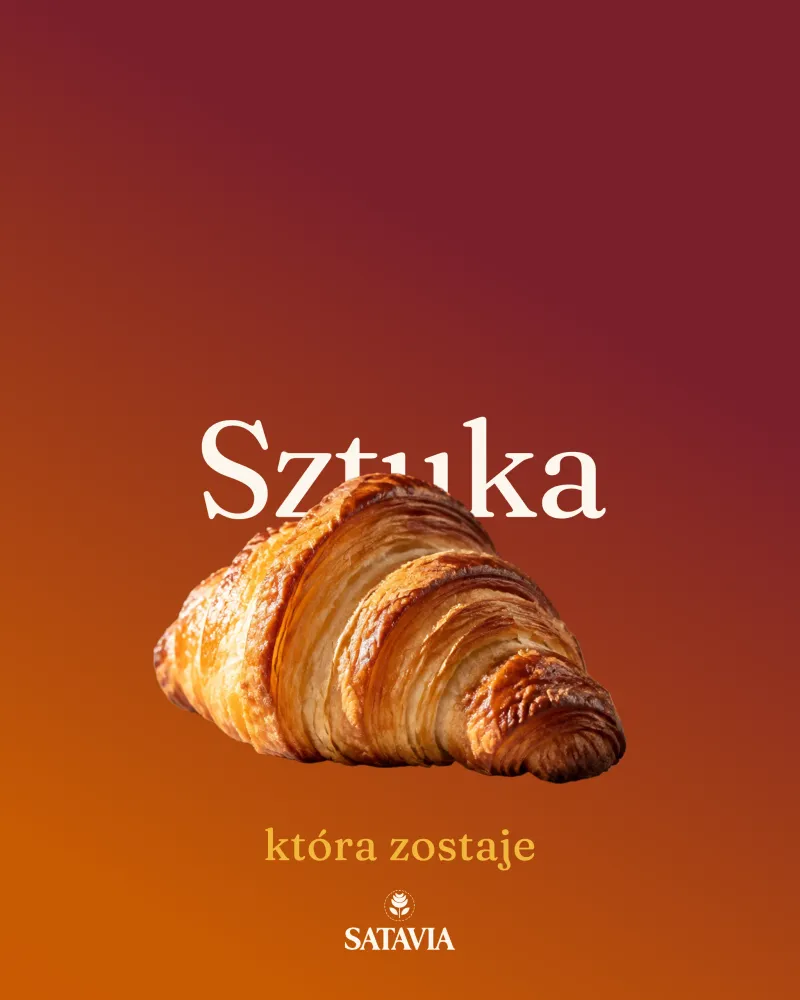 Post Satavii: Sztuka, która zostaje, croissant na wiśniowym gradiencie