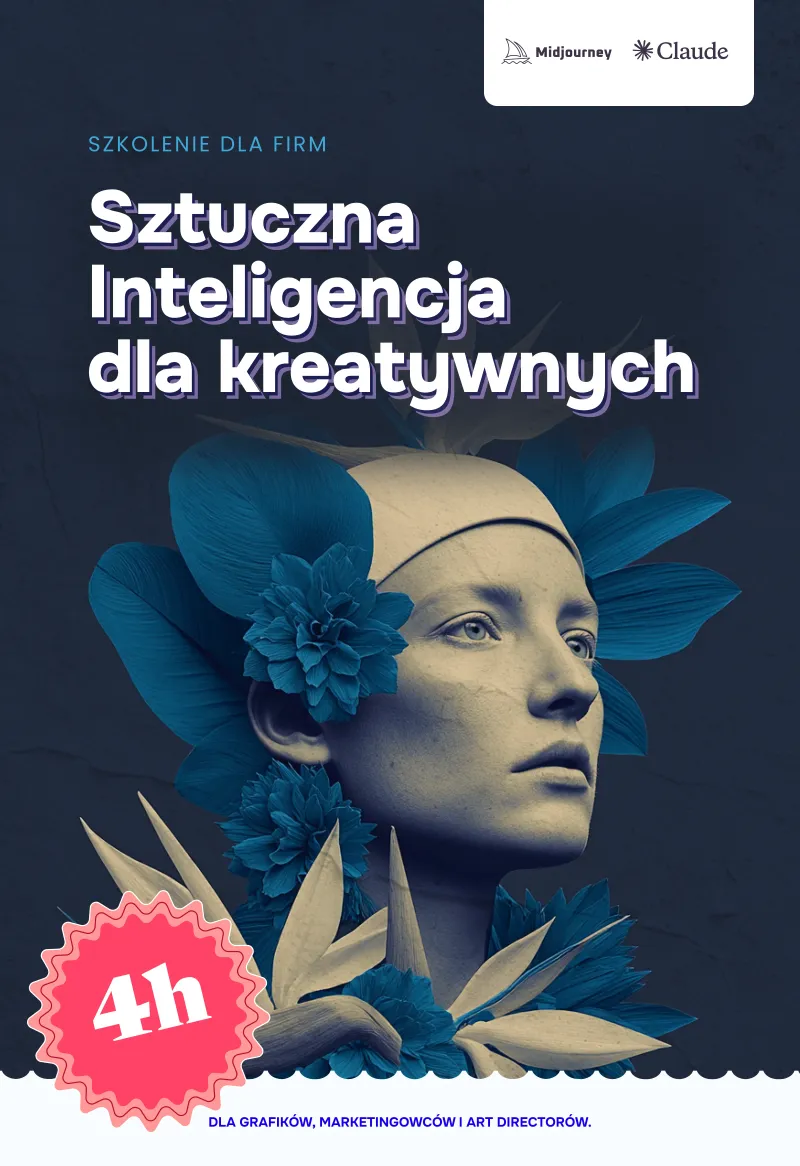 Okładka programu szkoleń AI dla firm — twarda oprawa z logo MikiRobiAI